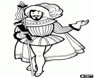 Admiraal met telescoop en speer kleurplaat