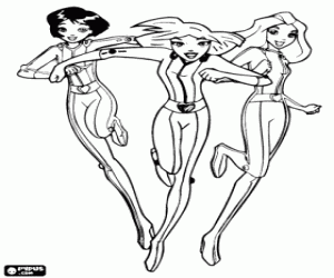 Alex, Clover en Sam in actie kleurplaat