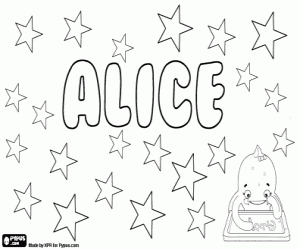 Alice, meisjesnaam kleurplaat