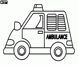 Een ambulance, zijaanzicht kleurplaat
