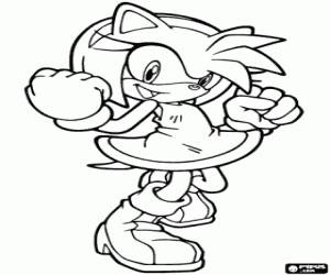 Amy Rose, een egel uit Sonic kleurplaat