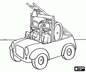 Antieke brandweerwagen met klok kleurplaat