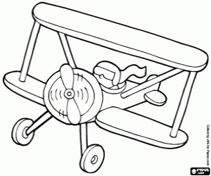 Antieke vliegtuig, vooraanzicht kleurplaat