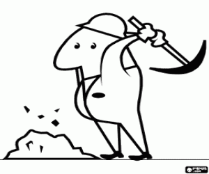 Arbeider werken met de houweel of kies kleurplaat