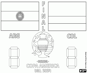 Argentinië - Colombia, Copa America 2024 kleurplaat