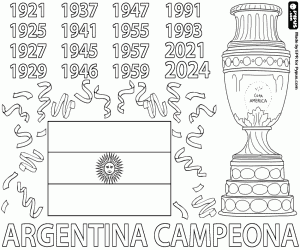 Argentinië, kampioen van Amerika 2024 kleurplaat