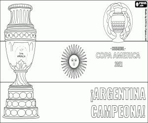 Argentinië,kampioen Copa America 2021 kleurplaat
