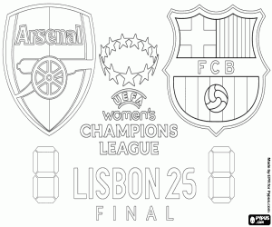 Arsenaal vs Barcelona, finale 2025 kleurplaat