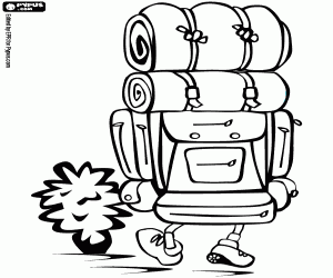 Avonturier met een grote rugzak kleurplaat