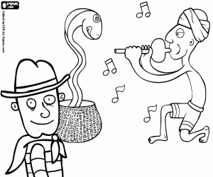 Avonturier en een slangen charmeur kleurplaat