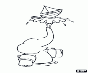 Babar de olifant en de speelgoed boot kleurplaat