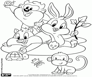 Baby Looney Tunes met kleine dieren kleurplaat