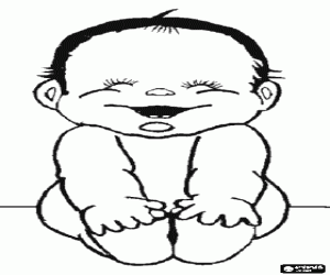 Een baby die zittend op de vloer kleurplaat