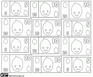 Bankbiljetten van Pypus van 5, 10 en 20 kleurplaat