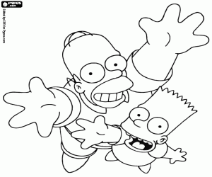 Bart en Homer op zoek naar boven kleurplaat