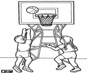 Basketbal en kinderen kleurplaat