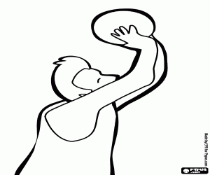 Basketbalspeler in schiet actie kleurplaat