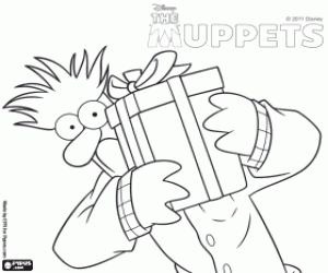 Beaker met een grote gift kleurplaat