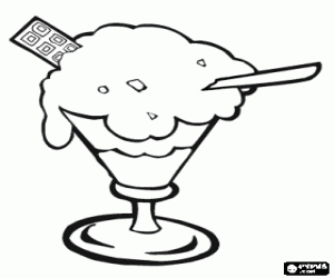 Beker met ijs, room en koekjes kleurplaat