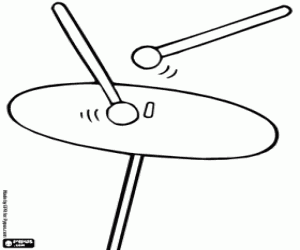 Bekken met trommel stokken kleurplaat