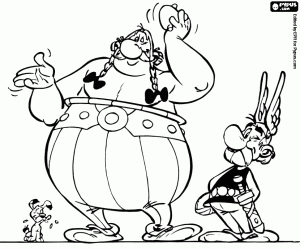 Beroemde personages Asterix en Obelix kleurplaat