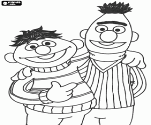 Bert en Ernie, twee grote vrienden kleurplaat
