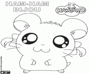 Bijou, een hamster Hamtaro kleurplaat