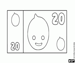 Een biljet van 20 van Pypus kleurplaat