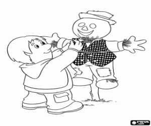 Bill Thompson en een vogelverschrikker kleurplaat