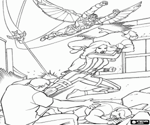 Black Widow en de Falcon in actie kleurplaat