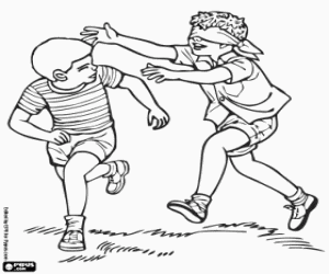 Blindemannetje, een traditionele spel kleurplaat