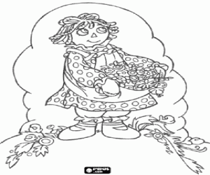 Bloemen van de dochter, gift voor mamma kleurplaat