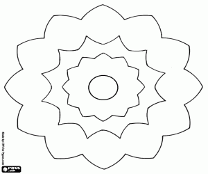 Bloemen mandala met concentrische ringen kleurplaat