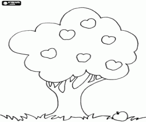 Een boom met vruchten kleurplaat