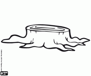 Boomstronk. Boomstomp. Stobbe. Boom gekapt kleurplaat