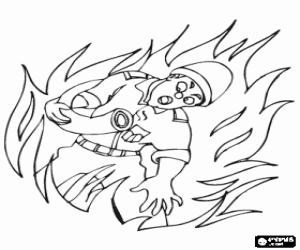 Brandweerman onder de vlammen kleurplaat