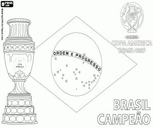 Brazilië, kampioen van Copa America 2019 kleurplaat