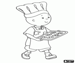 Caillou de chef-kok en de cookies kleurplaat