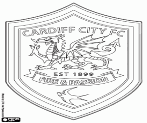 Cardiff City FC embleem kleurplaat