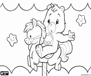 CareBearx en een carrousel paard kleurplaat