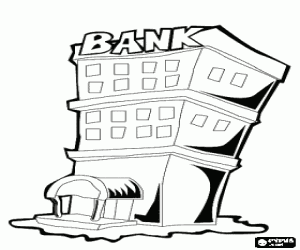 Centrale gebouw voor een bank kleurplaat