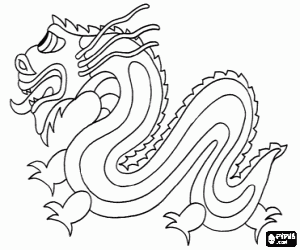 Chinese draak of een Oosterse draak kleurplaat