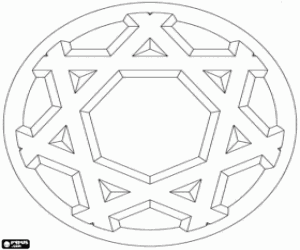 Circulaire mandala van Escher stijl kleurplaat