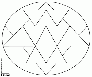 Circulaire mandala met een yantra kleurplaat