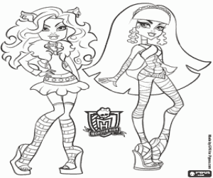 Clawdeen en Cleo, Monster High kleurplaat