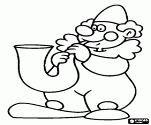 Clown spelen van de saxofoon kleurplaat