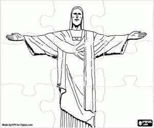 Corcovado Christus, RJ, Brazilië puzzel kleurplaat