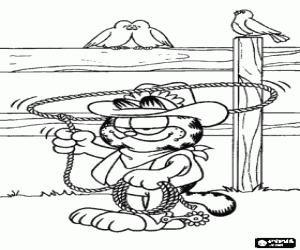 Een cowboy met de naam Garfield kleurplaat