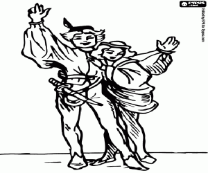 De acteurs van theater kleurplaat