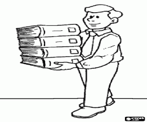 De bibliothecaris met boeken kleurplaat